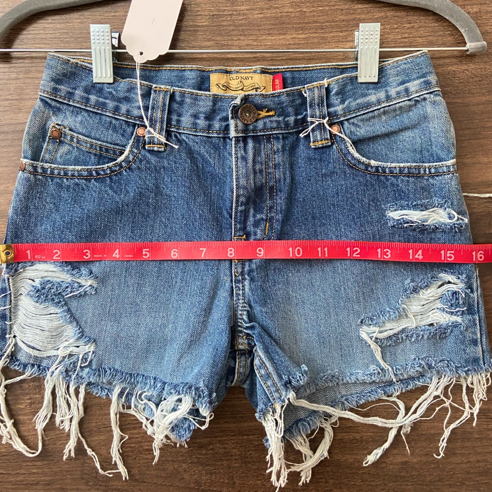 Mid/Low Rise Hand Distressed Jean Shorts (Vintage and Petite)